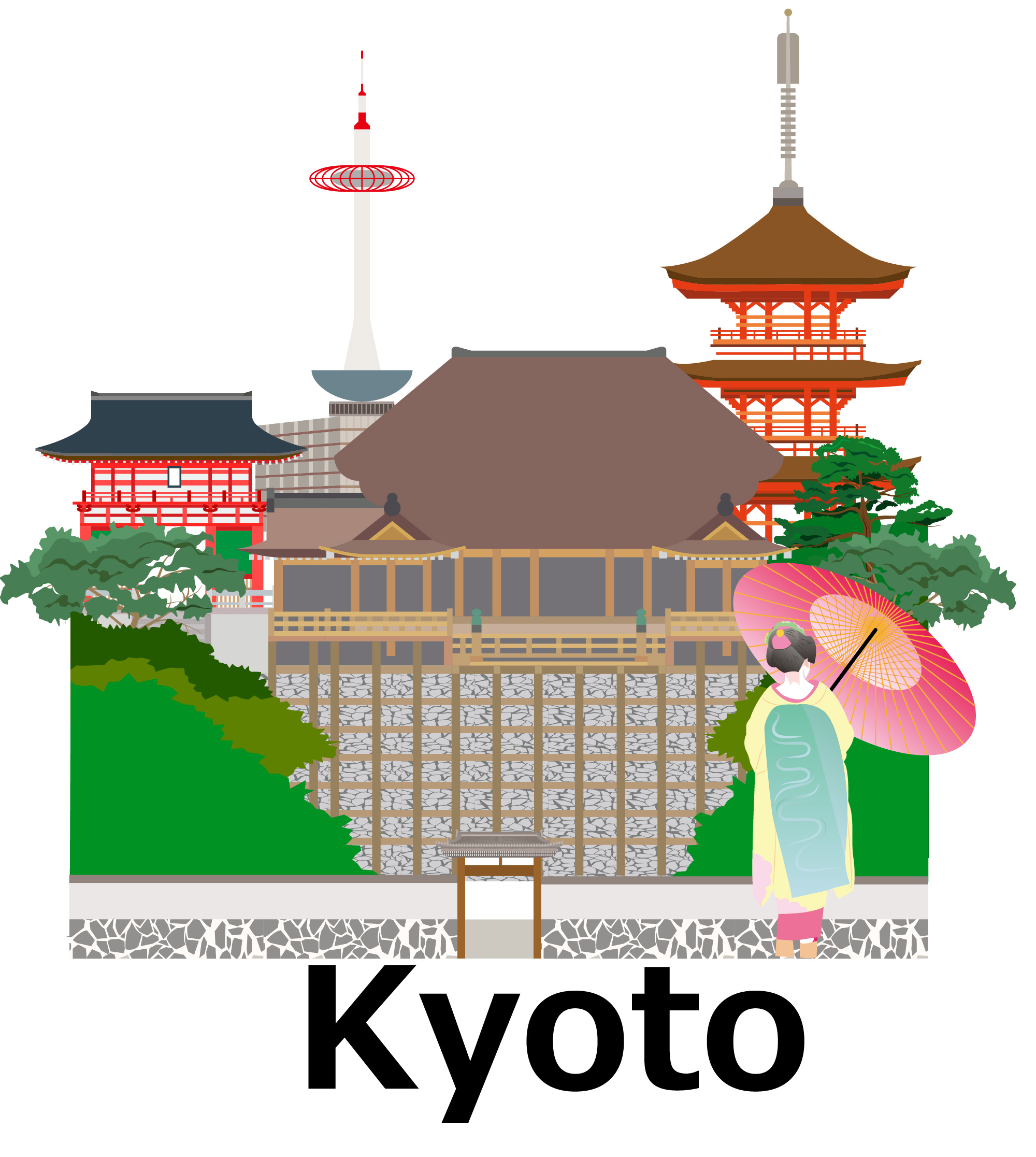 京都の風景イラスト